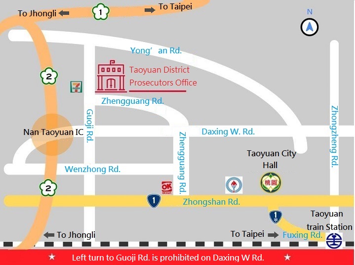 Location of Taiwan Taoyuan District  Prosecutors Office